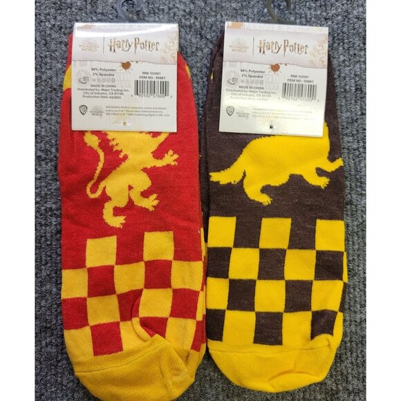 2 -Harry Potter Ankle High Sock Set Gryffindor Hufflepuff Women’s 9-11 Red Yello - Picture 2 of 4